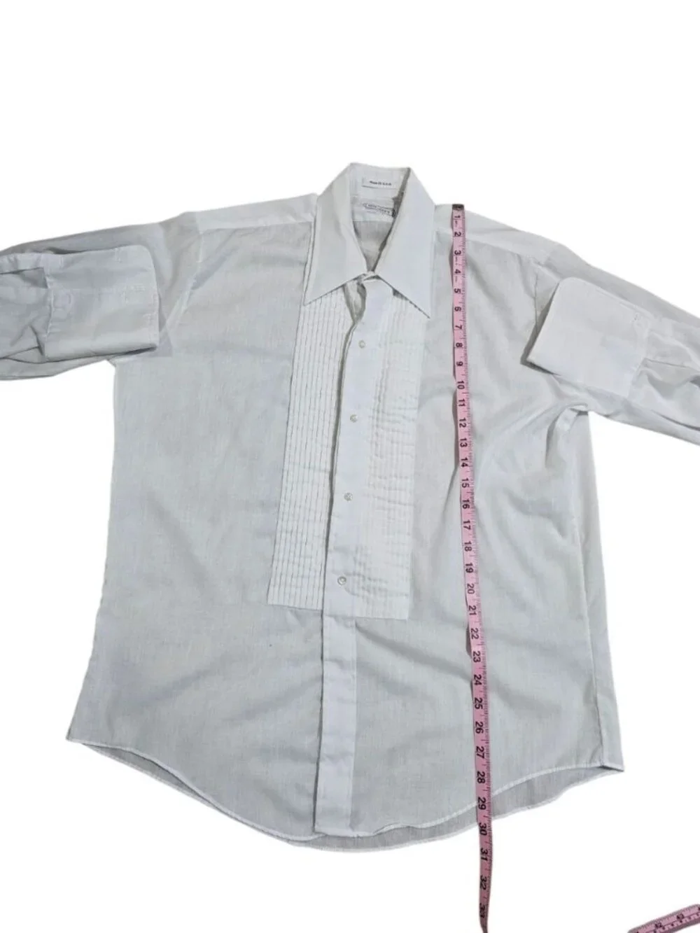 Vintage Mr. Witt Men Large White Tuxedo Shirt Pleated Front French Cuff USA Made - Picture 6 of 7
